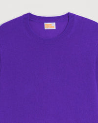 Pull Light à col rond en cachemire - Color Block Purple
