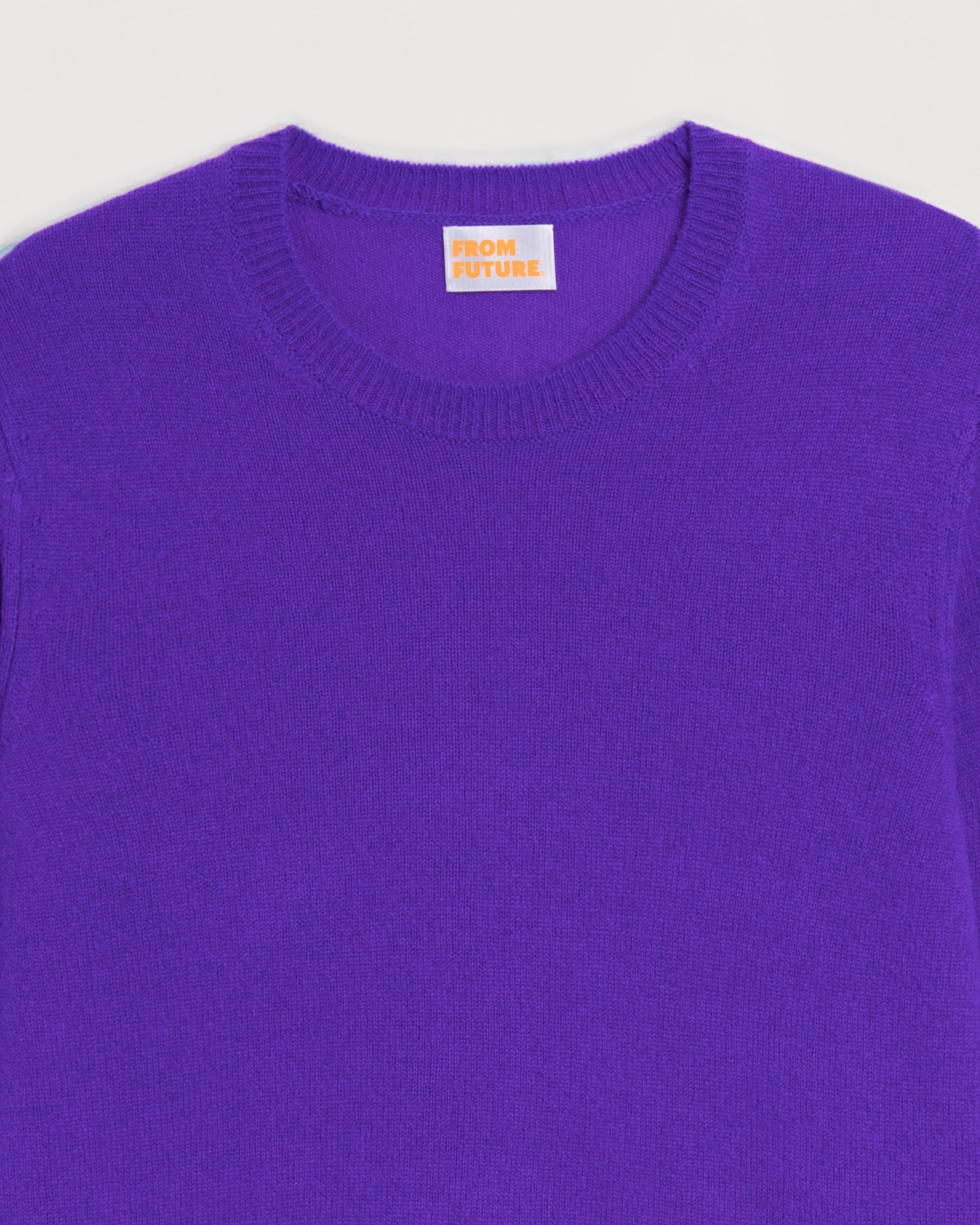 Pull Light à col rond en cachemire - Color Block Purple