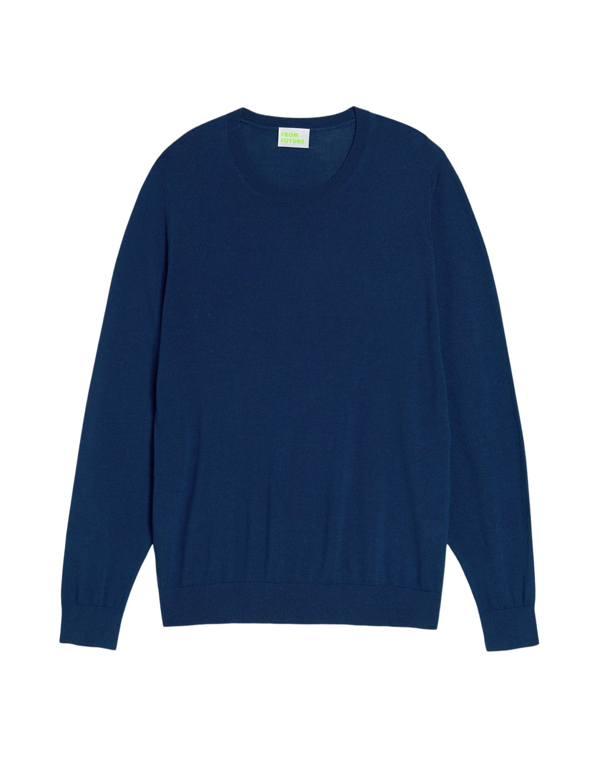 Pull Ice à col rond en laine mérinos - Midnight Blue