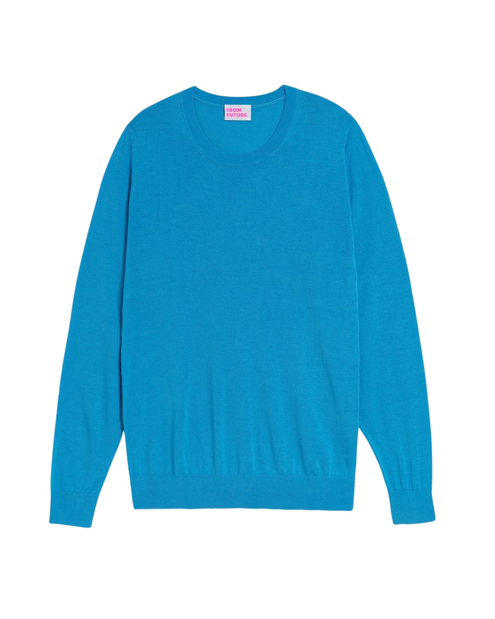 Pull Ice à col rond en laine mérinos - Sea Blue
