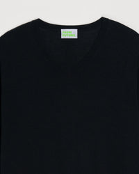Pull à col V en laine mérinos - Black
