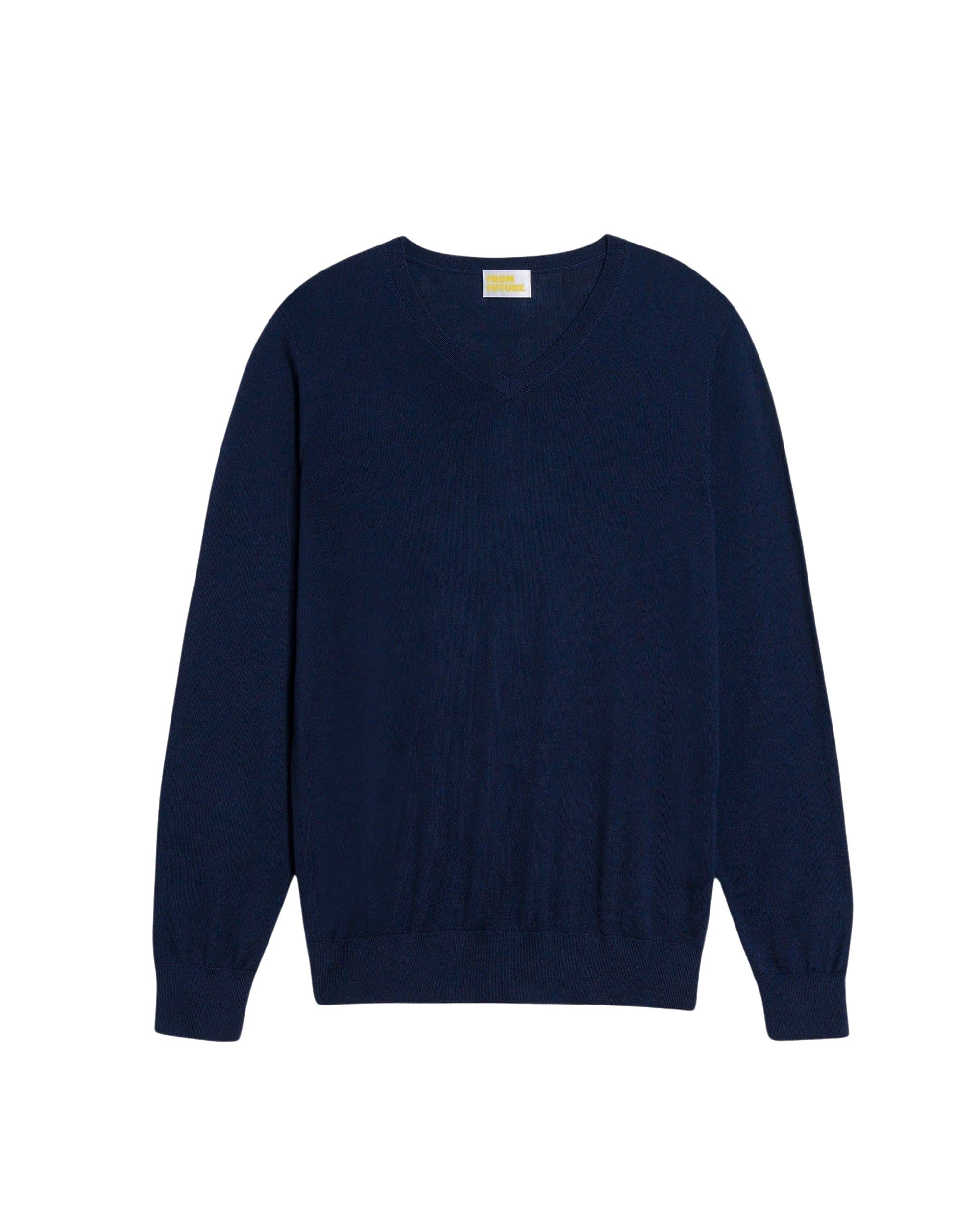 Pull à col V en laine mérinos - Navy