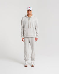 Hoodie unisexe oversize à broderie - Pearl Grey