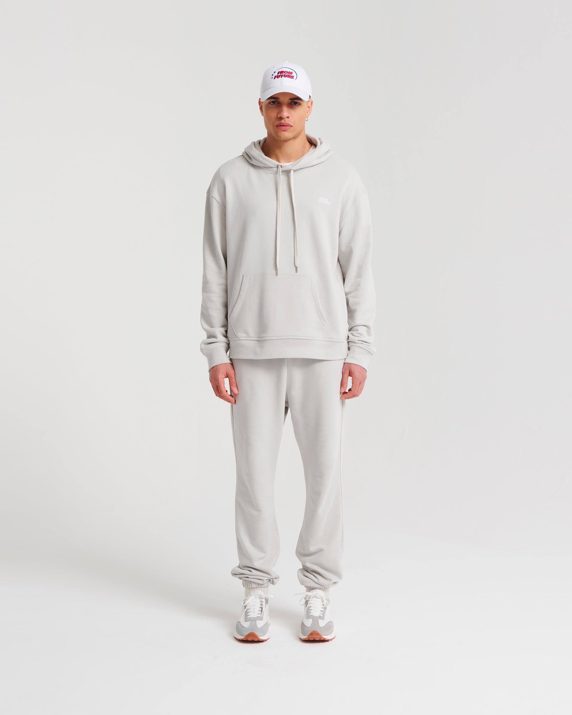 Hoodie unisexe oversize à broderie - Pearl Grey