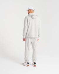 Hoodie unisexe oversize à broderie - Pearl Grey