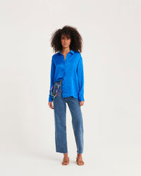 Chemise Suzanna en soie - Blue Jacquard