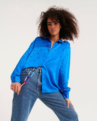 Chemise Suzanna en soie - Blue Jacquard