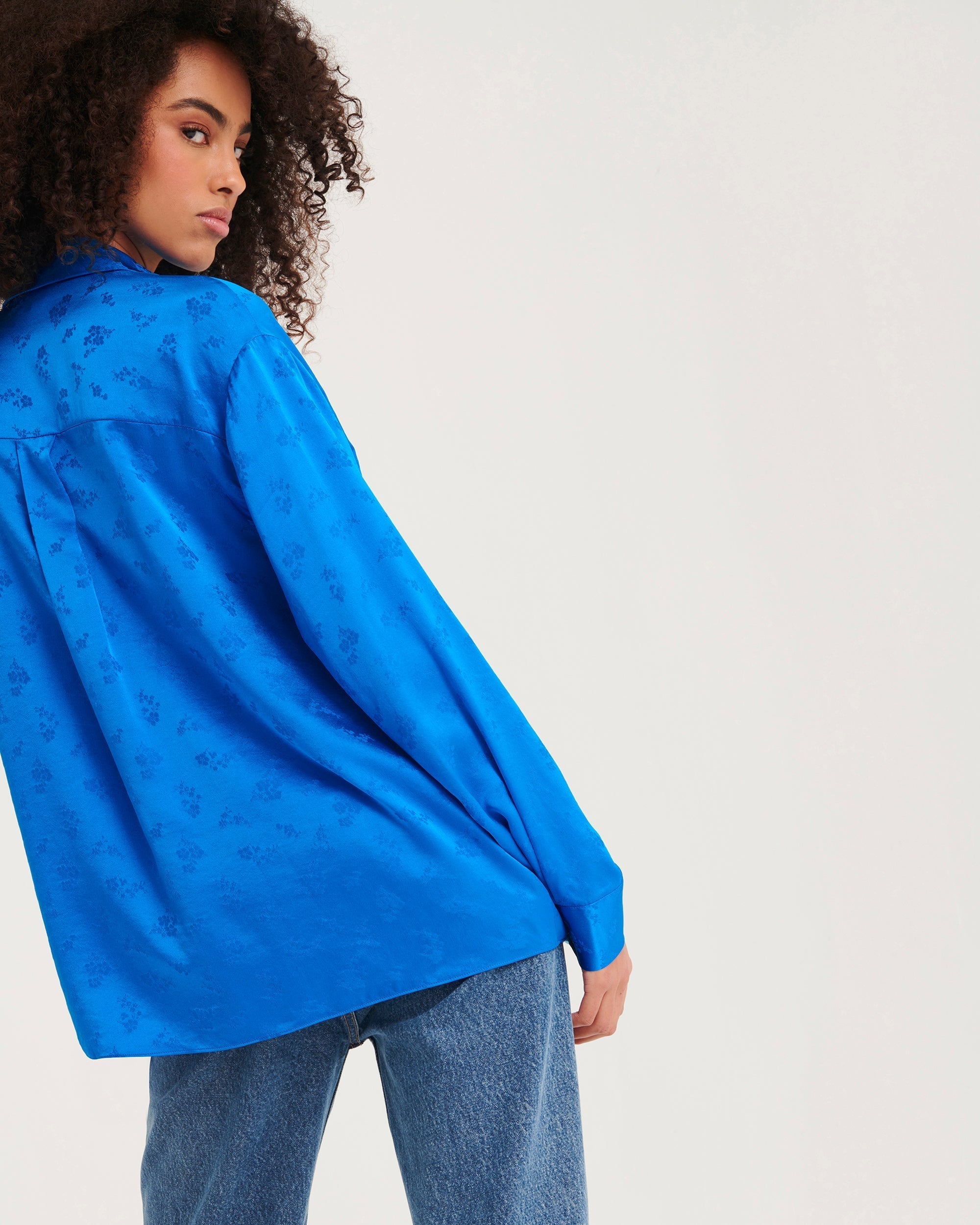 Chemise Suzanna en soie - Blue Jacquard