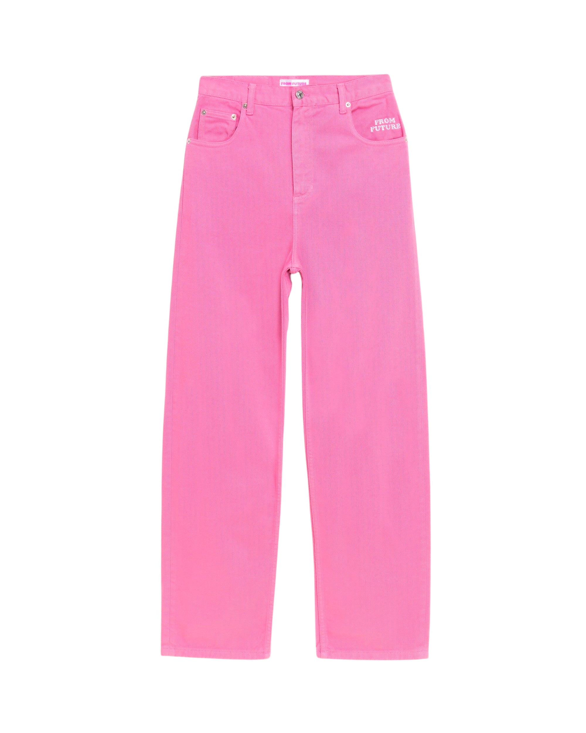 Jean large délavé coloré - Pink
