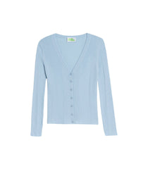 Cardigan à côtes en laine mérinos - Dream Blue
