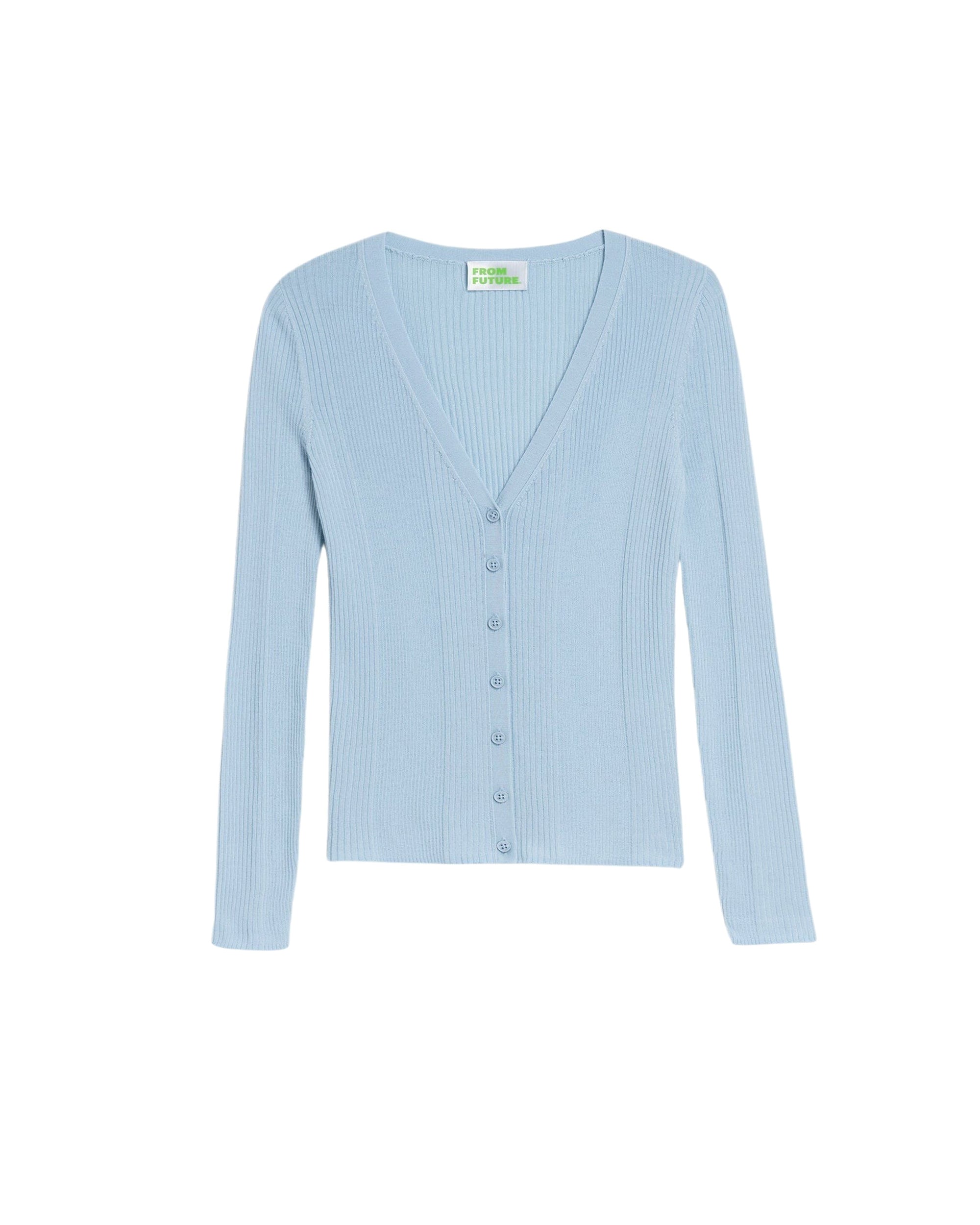 Cardigan à côtes en laine mérinos - Dream Blue