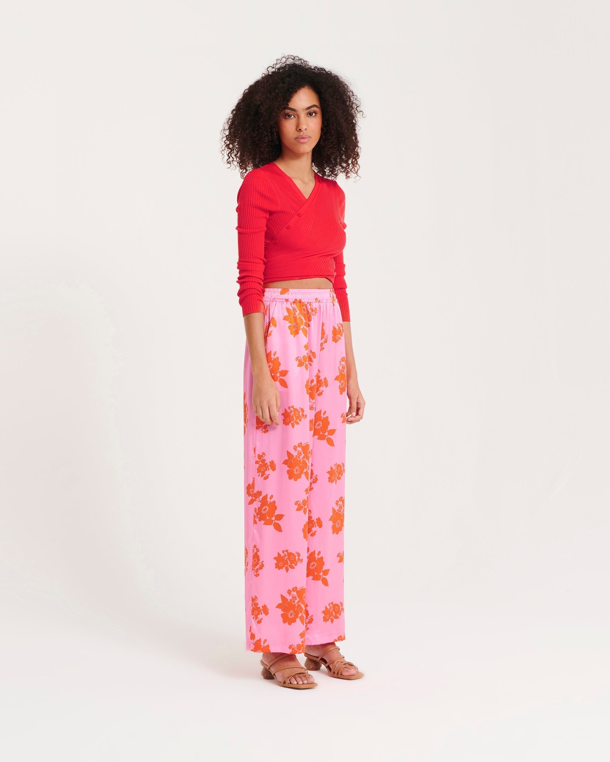 Cardigan à côtes en laine mérinos - Neon Orange