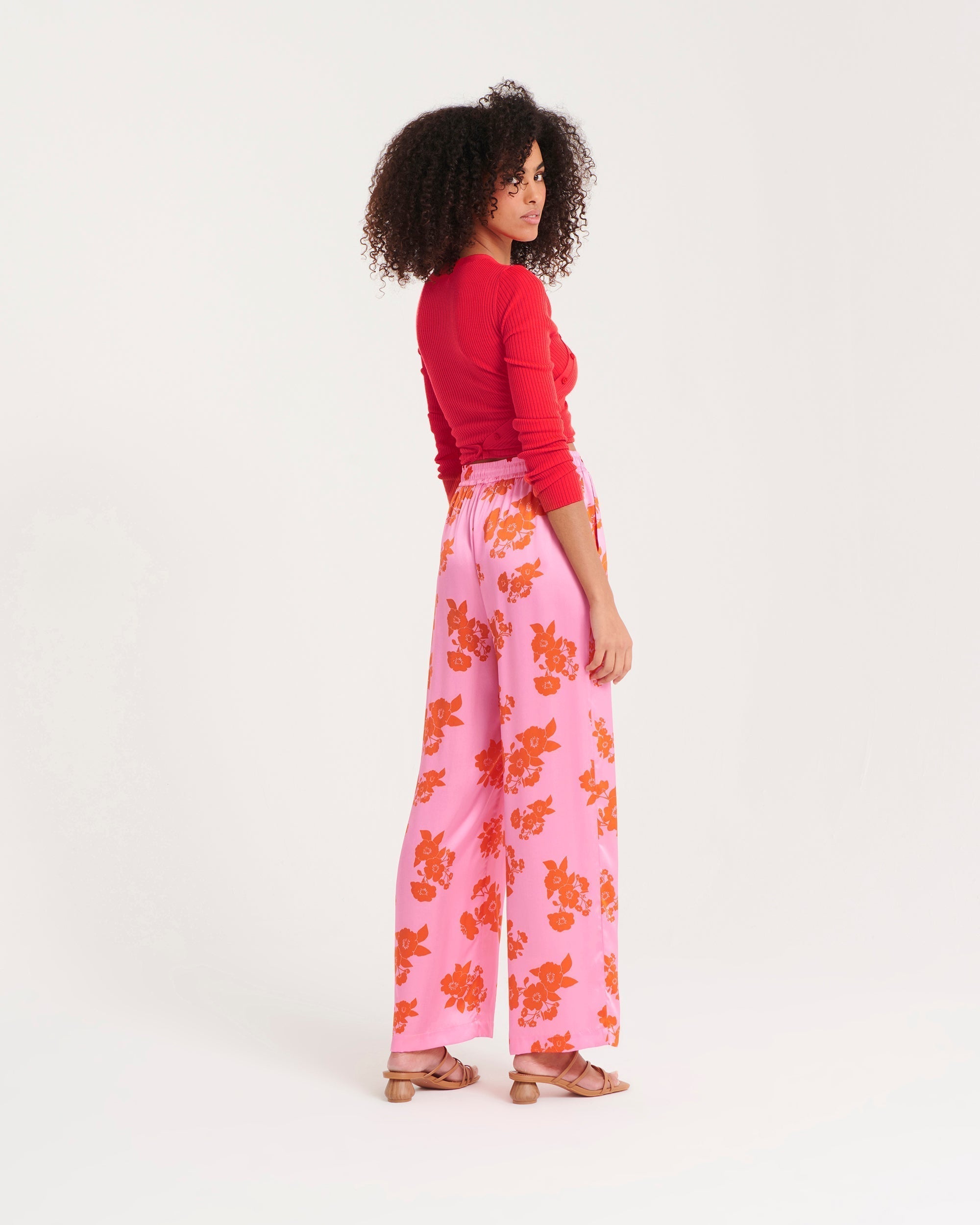 Cardigan à côtes en laine mérinos - Neon Orange