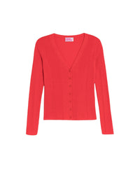 Cardigan à côtes en laine mérinos - Neon Orange
