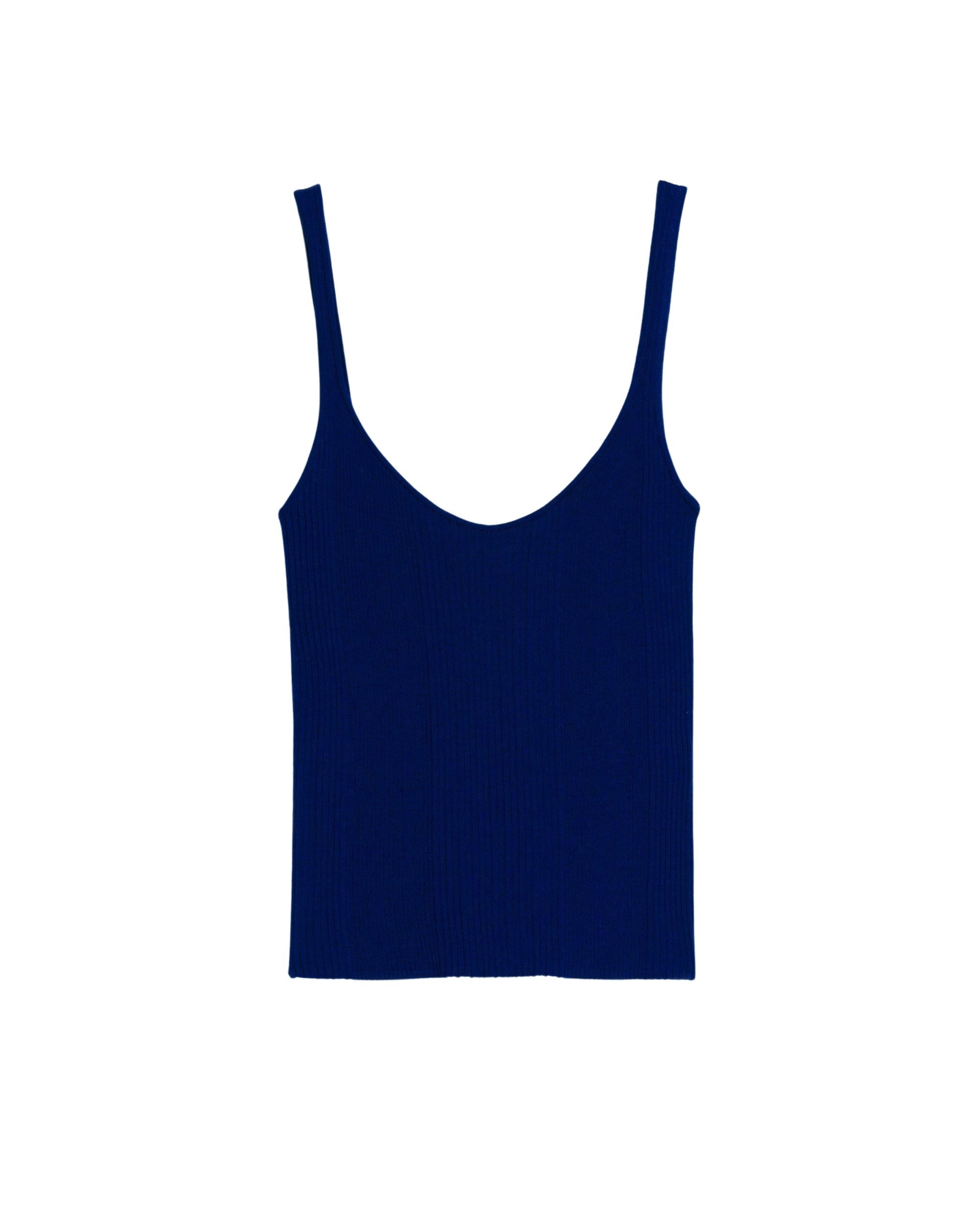 Débardeur à côtes en laine mérinos - Dark Blue