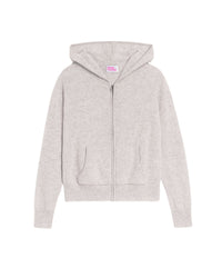 Hoodie Light court et zippé en cachemire - Light Heather Gray