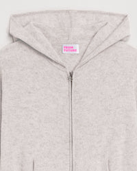 Hoodie Light court et zippé en cachemire - Light Heather Gray
