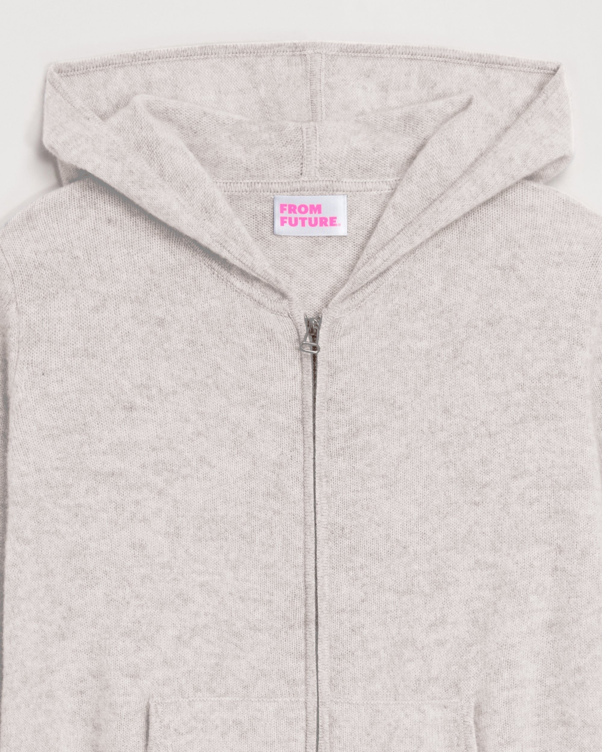 Hoodie Light court et zippé en cachemire - Light Heather Gray