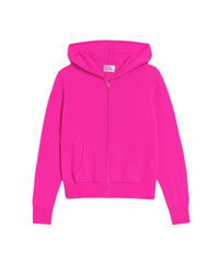 Hoodie Light court et zippé en cachemire - Summer Fuchsia