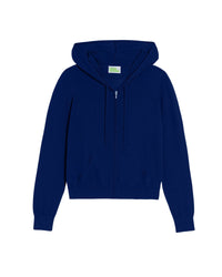 Hoodie zippé à poches en laine mérinos - Dark Blue