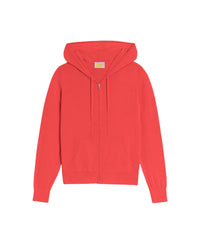 Hoodie zippé à poches en laine mérinos - Neon Orange