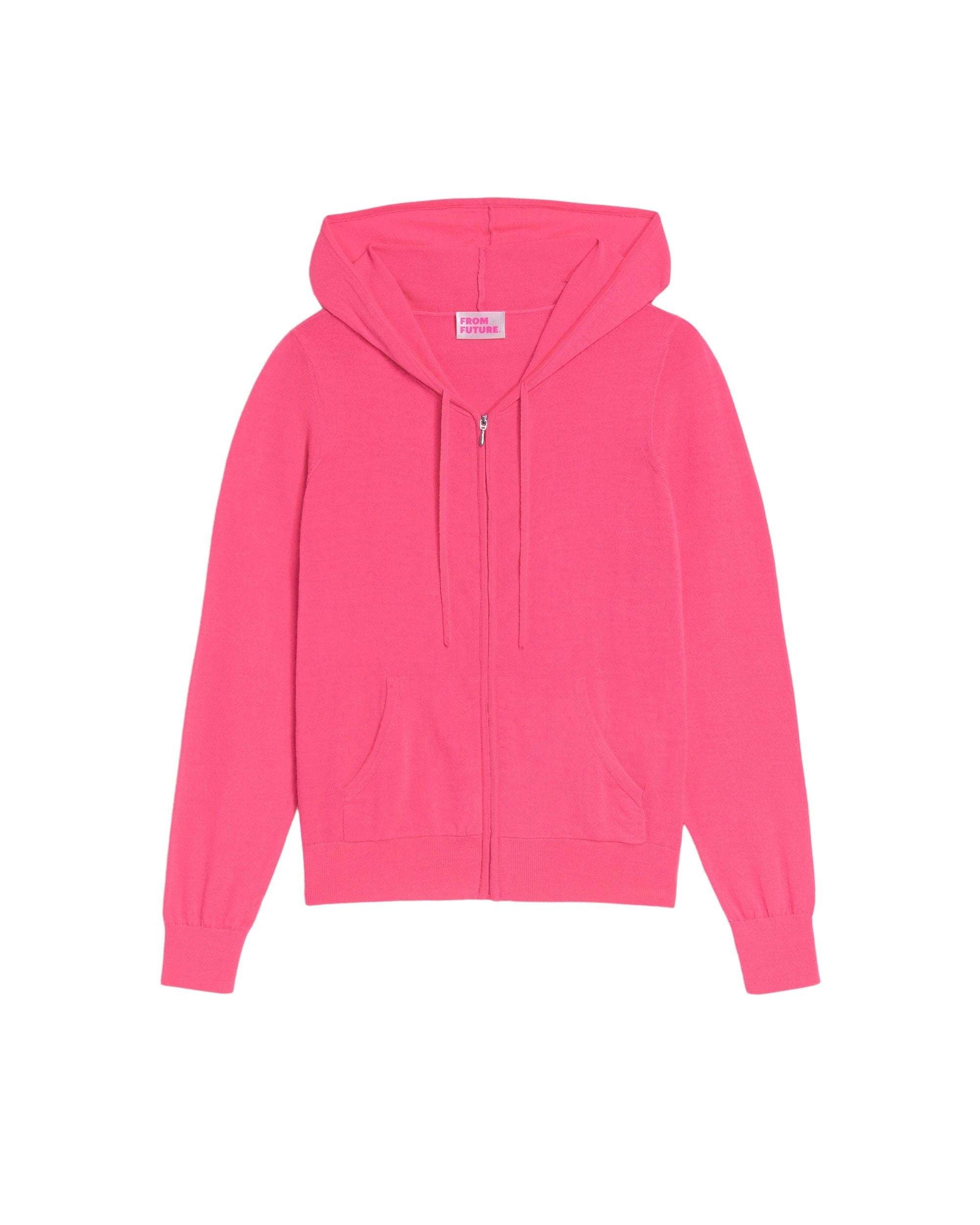 Hoodie zippé à poches en laine mérinos - Rainbow Pink