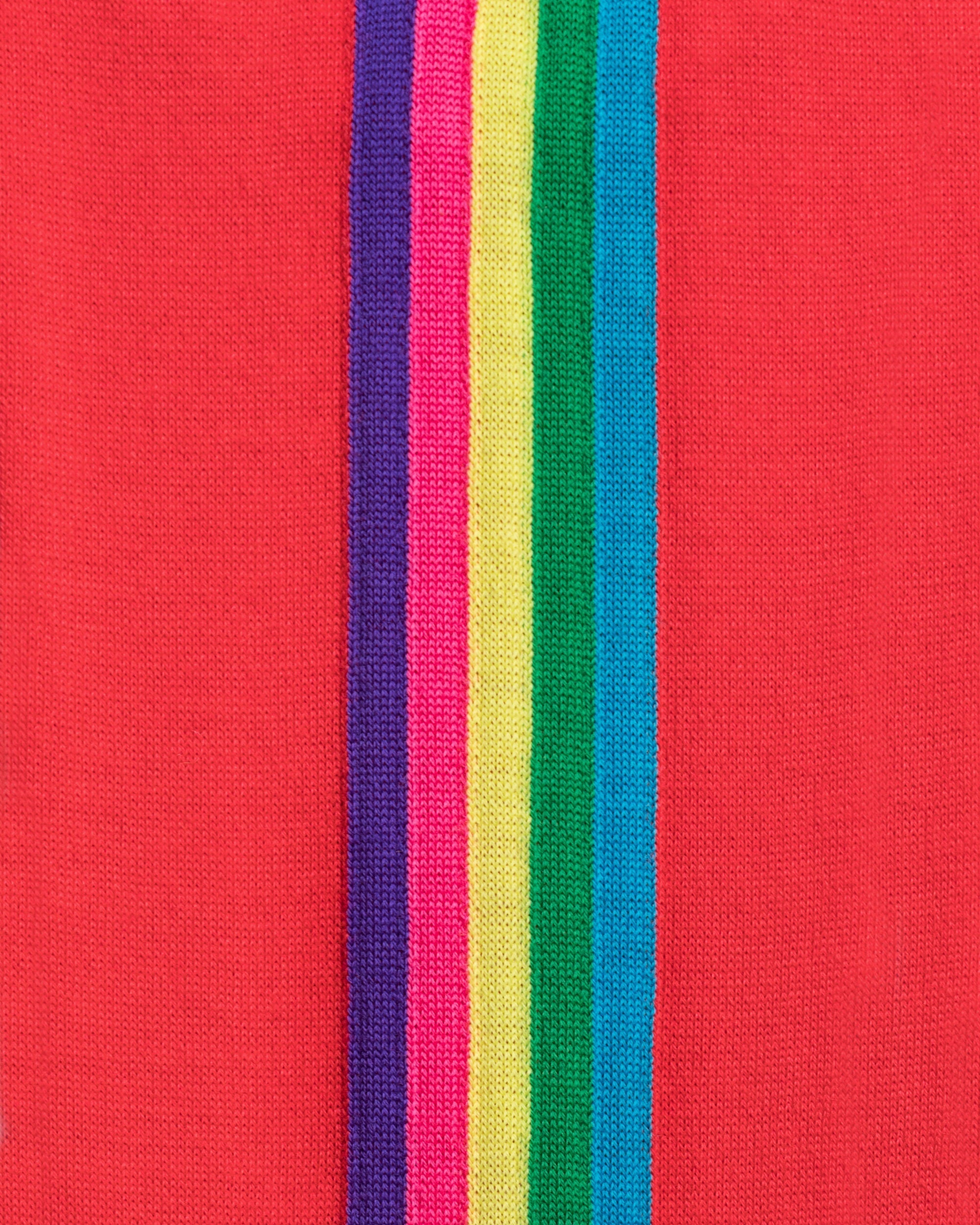 Hoodie zippé à bande multicolore en laine mérinos - Neon Orange