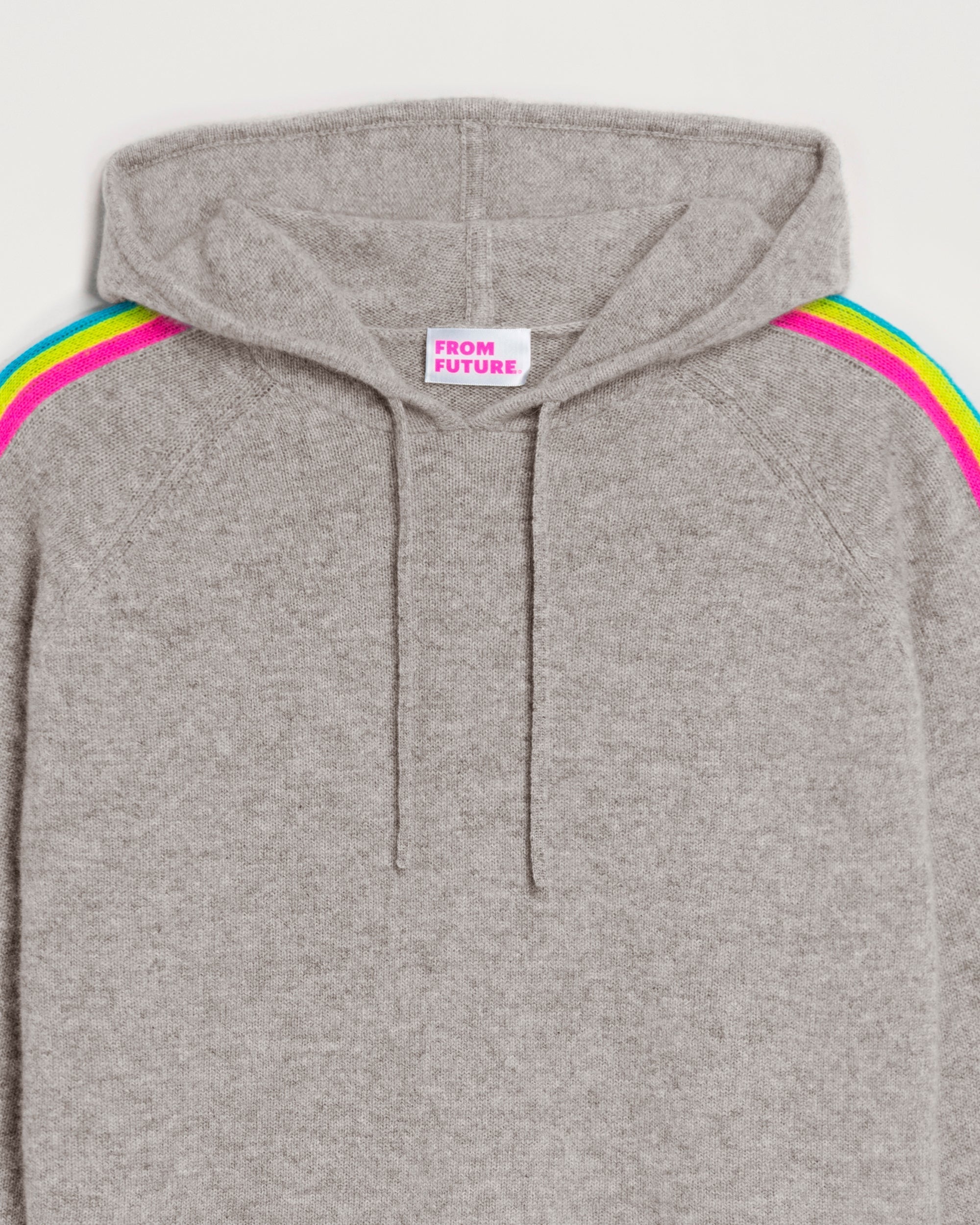 Hoodie oversize à bande multicore en cachemire - Dark Heather Gray