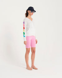 Hoodie zippé Future en laine mérinos - White & Ecru