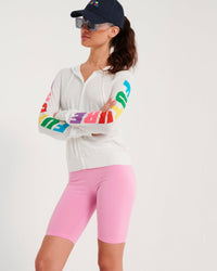 Hoodie zippé Future en laine mérinos - White & Ecru