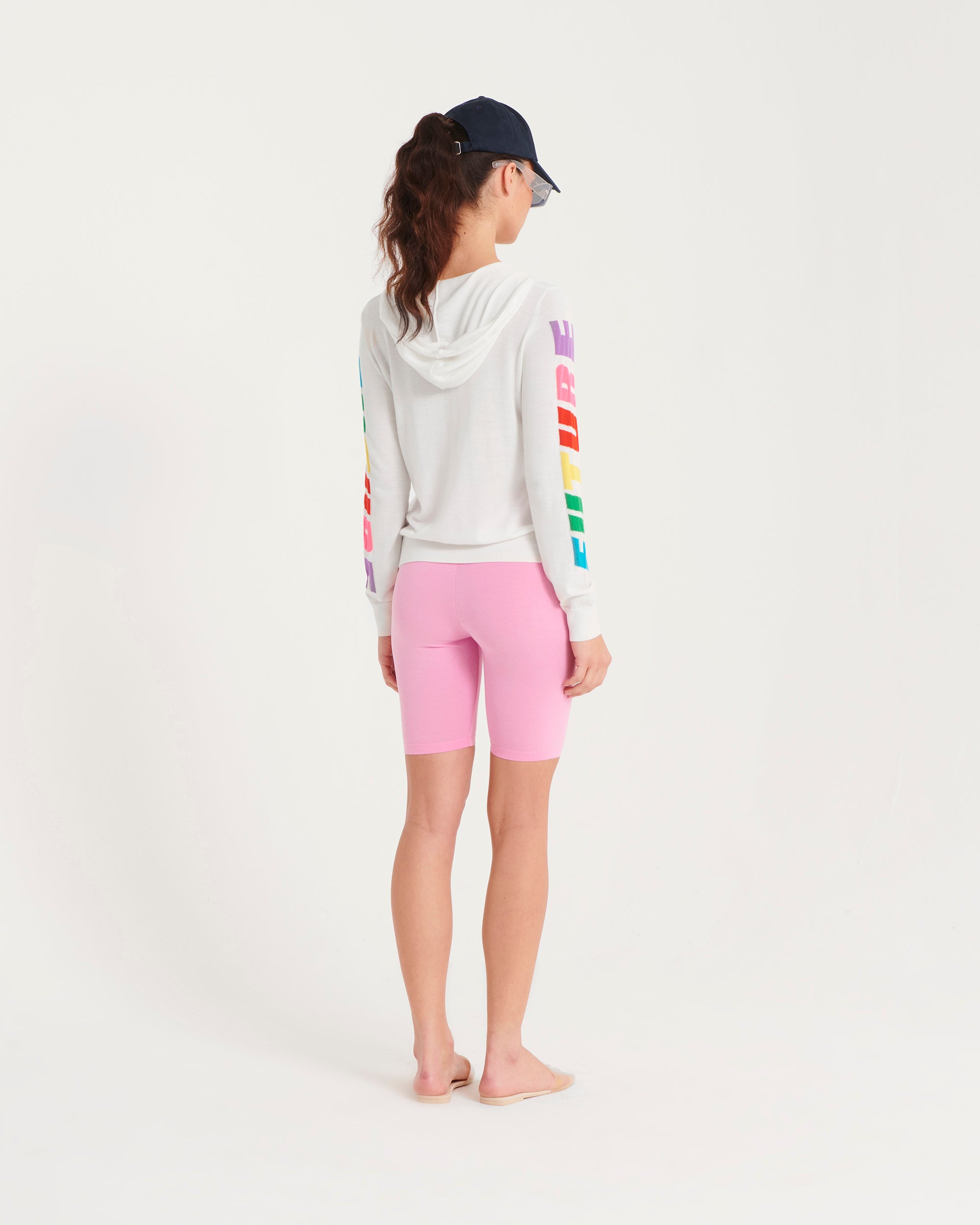 Hoodie zippé Future en laine mérinos - White & Ecru