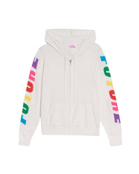 Hoodie zippé Future en laine mérinos - White & Ecru