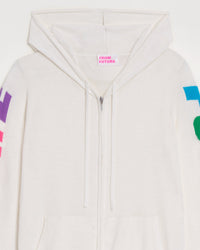 Hoodie zippé Future en laine mérinos - White & Ecru