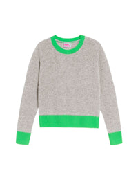 Pull court Light à col rond bicolore en cachemire - Dark Heather Gray