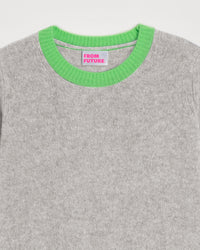 Pull court Light à col rond bicolore en cachemire - Dark Heather Gray