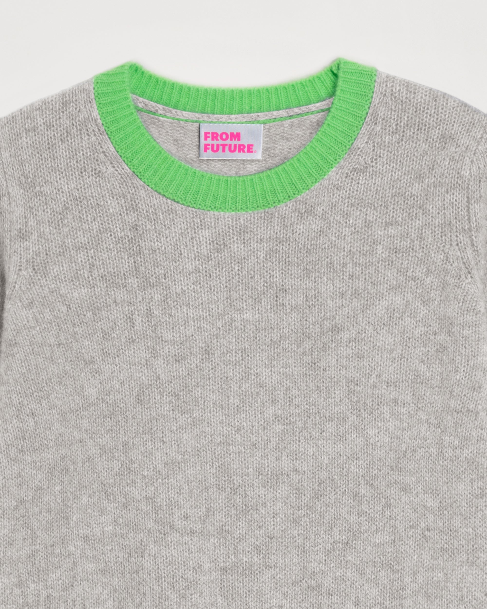 Pull court Light à col rond bicolore en cachemire - Dark Heather Gray