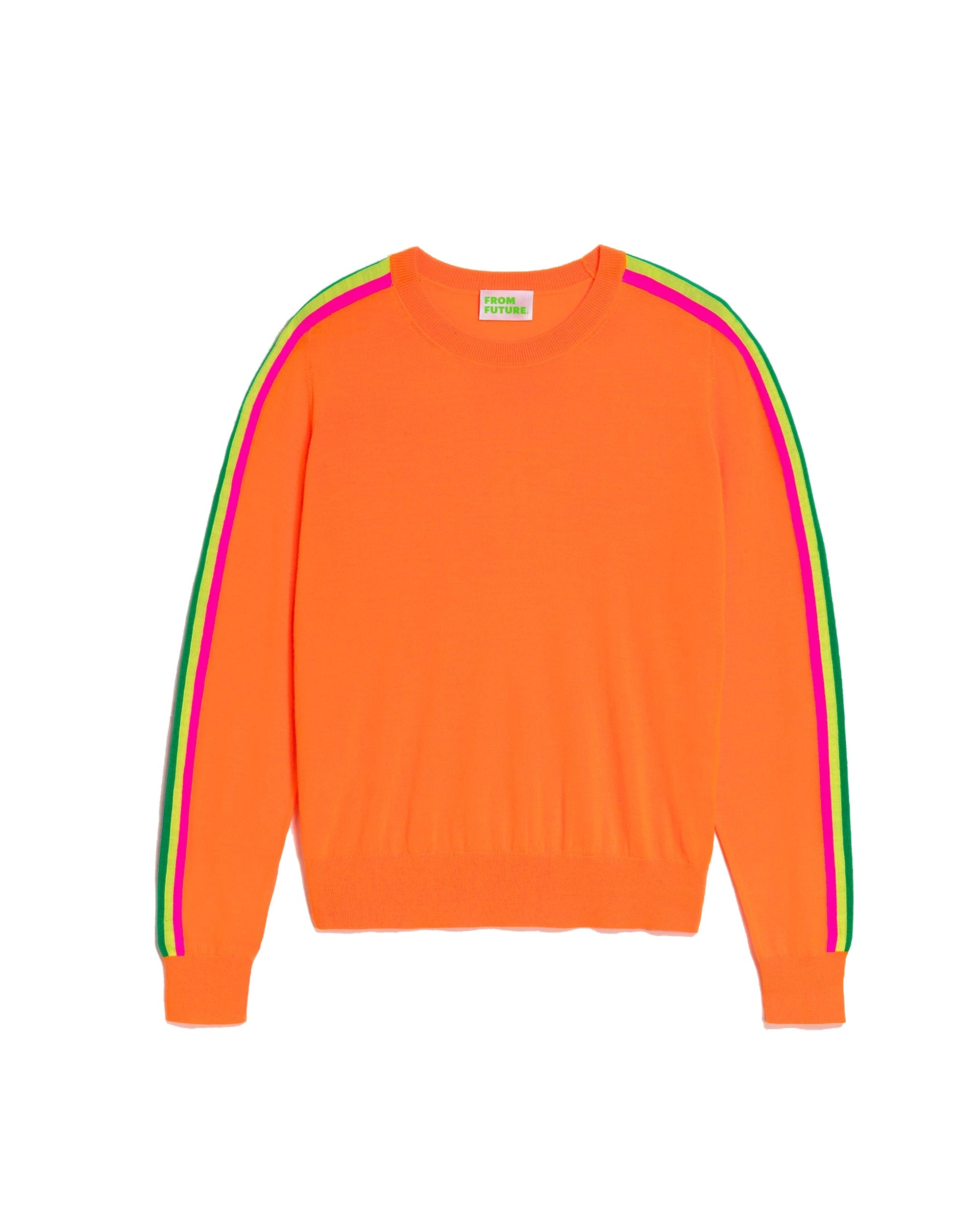 Pull à col rond en laine mérinos - Electric Orange