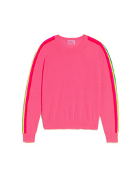 Pull à manches multicolores en laine mérinos - Washed Pink