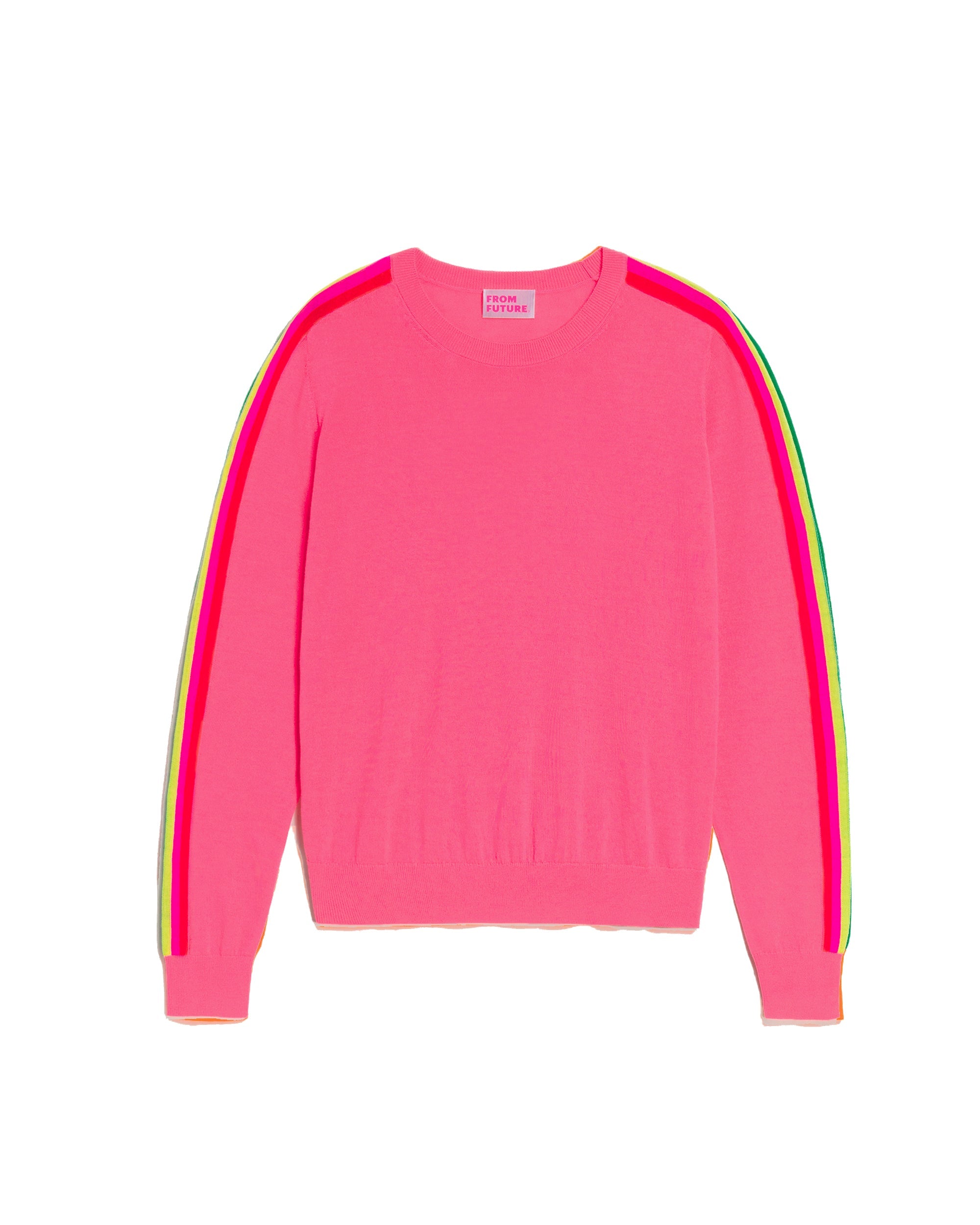Pull à manches multicolores en laine mérinos - Washed Pink