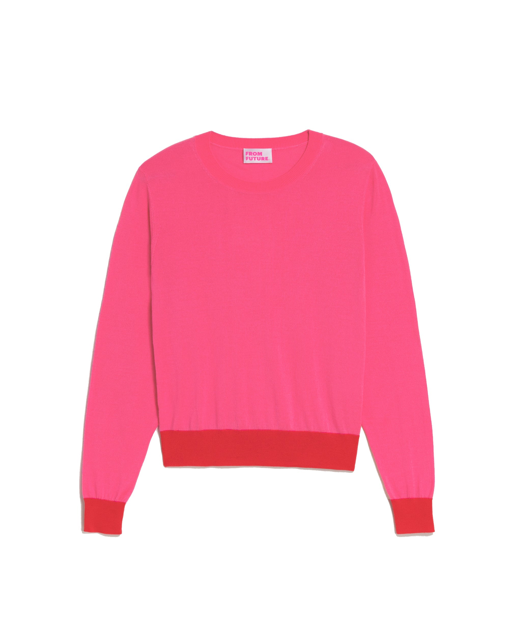 Pull à bord contrasté en laine mérinos - Washed Pink