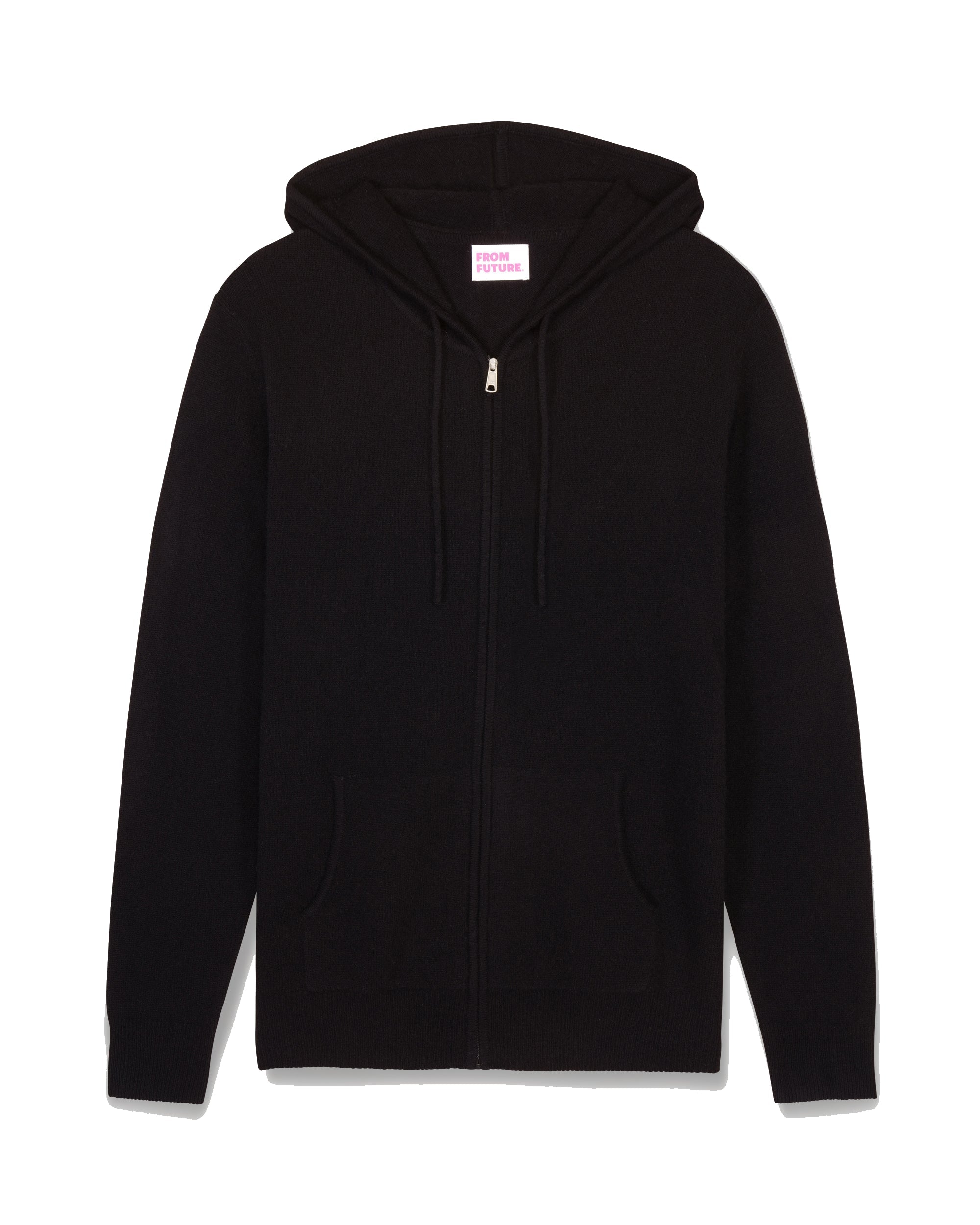 Hoodie Light à zip en cachemire - Black