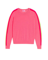 Pull à col rond en laine mérinos - Rainbow Pink