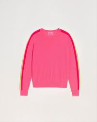 Pull à manches multicolores en laine mérinos - Washed Pink