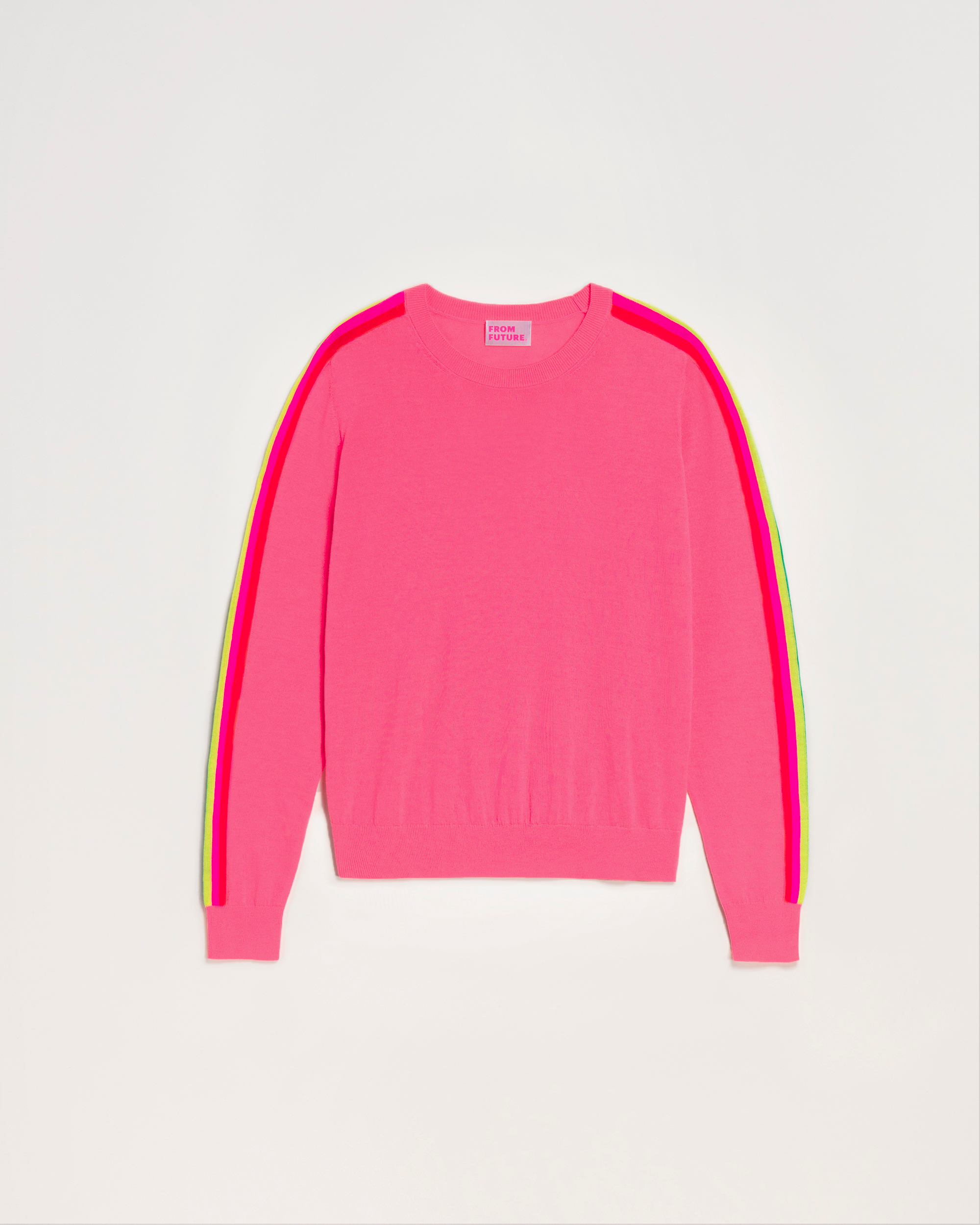 Pull à manches multicolores en laine mérinos - Washed Pink