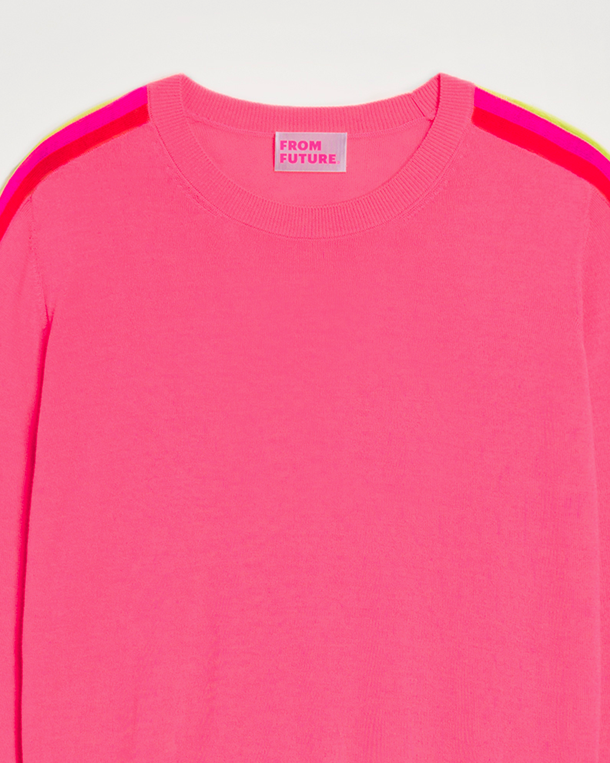 Pull à manches multicolores en laine mérinos - Washed Pink