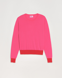 Pull à bord contrasté en laine mérinos - Washed Pink