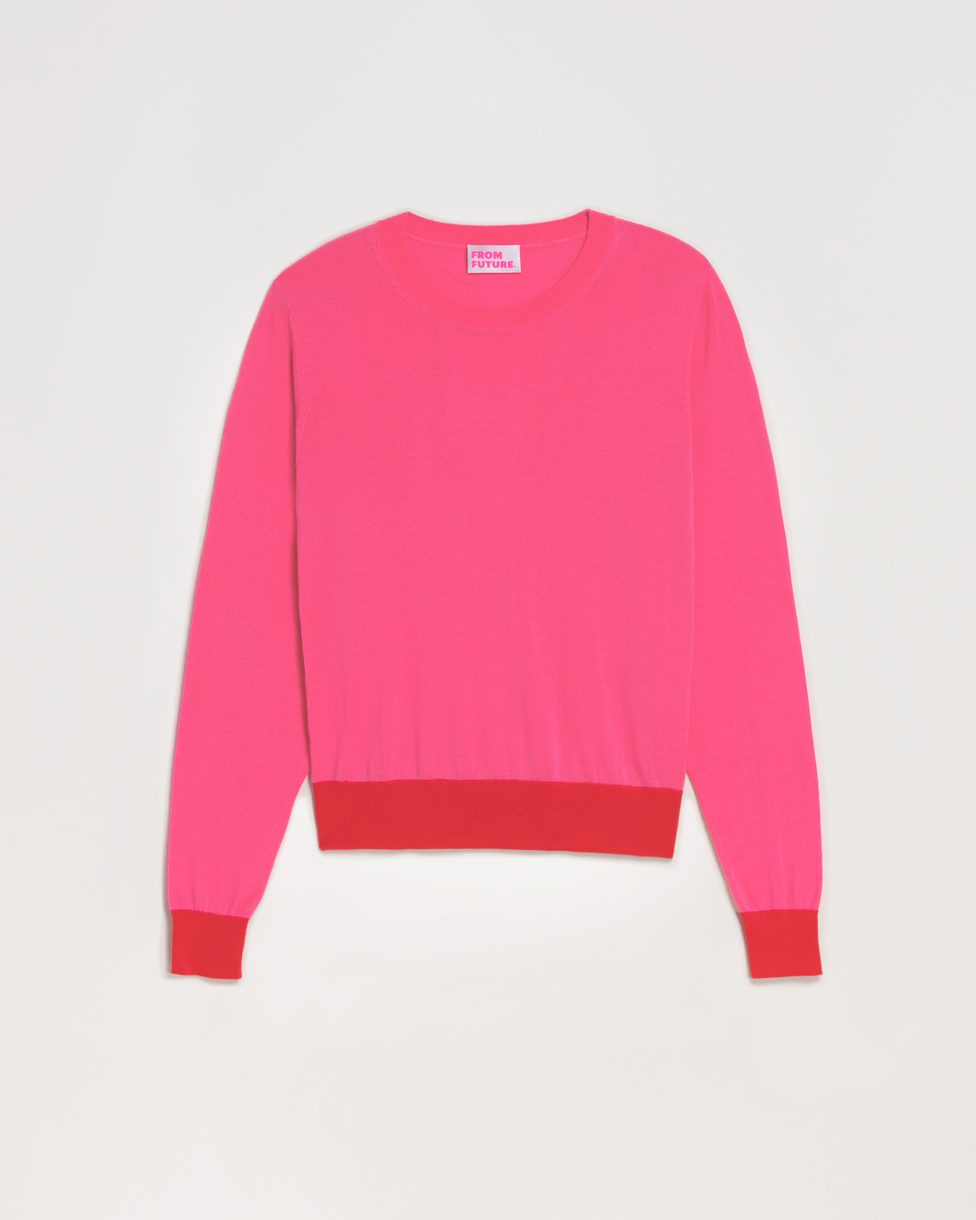Pull à bord contrasté en laine mérinos - Washed Pink
