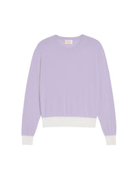 Pull court à col rond bicolore en laine mérinos - Lilac