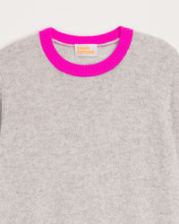 Pull Light à col rond tricolore en cachemire - Light Heather Gray