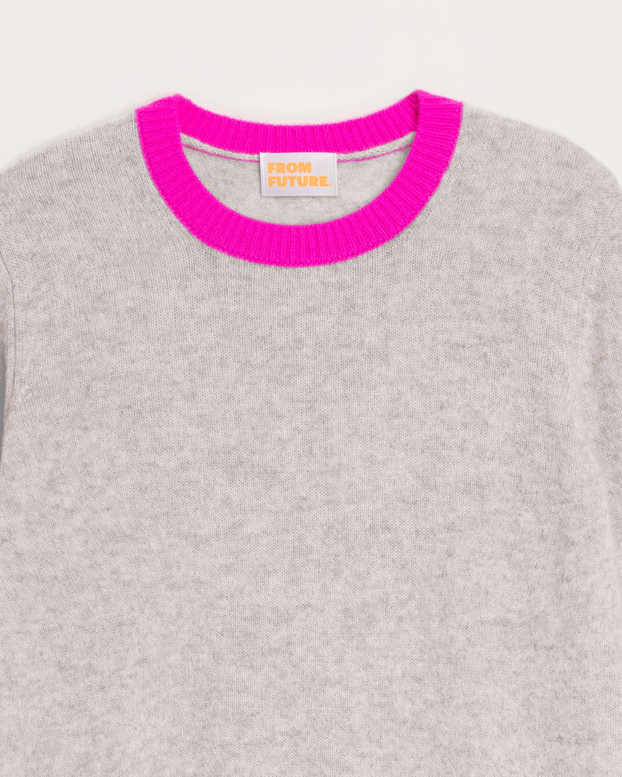 Pull Light à col rond tricolore en cachemire - Light Heather Gray